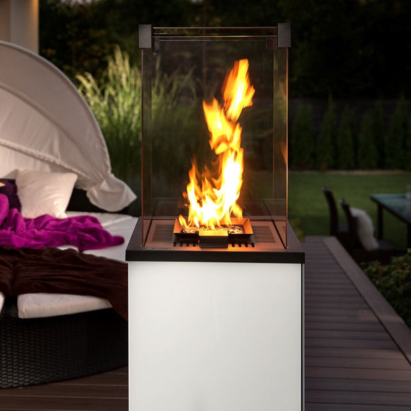 Deluxe White Outdoor Gas Fireplace - Patio Heater - The Stove House Ltd - 01730 810931