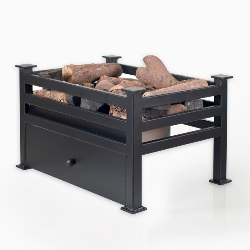 Black Satin Bio Ethanol Fire Grate. The basket is the perfect solution for a stylish fireplace & no flue or chimney is required as it's a Bioethanol fire & environmentally friendly. More stove & wood burner options available at The Stove House your local fireplace showroom  West Sussex - Surrey - Hampshire 01730810931