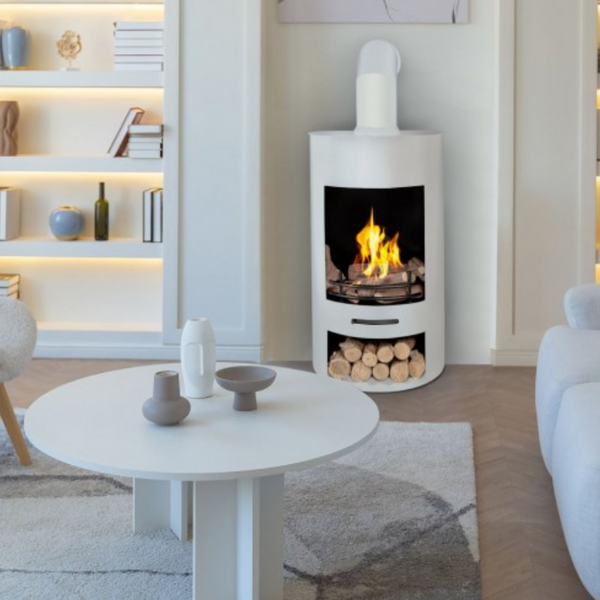 White Gloss Finish Luna Bioethanol Stove - The Stove House 01730 810931