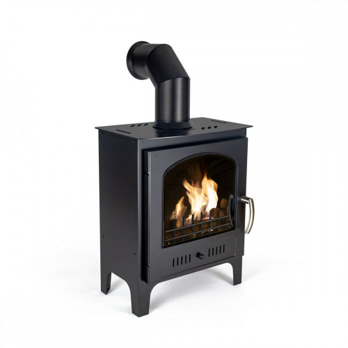 Traditional Slimline Black Bioethanol Stove in black with free log set at The Stove House Ltd. West Sussex.
