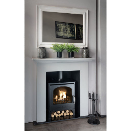 Traditional Slimline Black Bioethanol Stove in black with free log set at The Stove House Ltd. West Sussex.