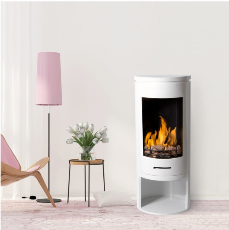 White Modern Cylinder Bioethanol Stove - The Stove House Midhurst Nr Chichester West Sussex