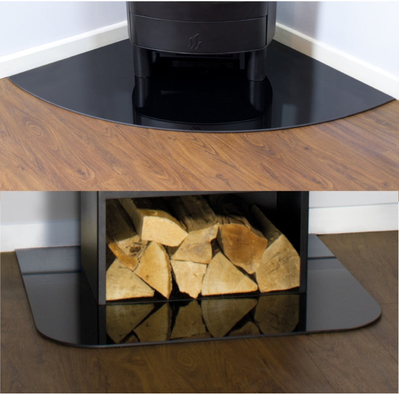 6 mm Black Glass Rectangular Hearth 700 mm x 600 mm - The Stove House Midhurst Nr Chichester West Sussex