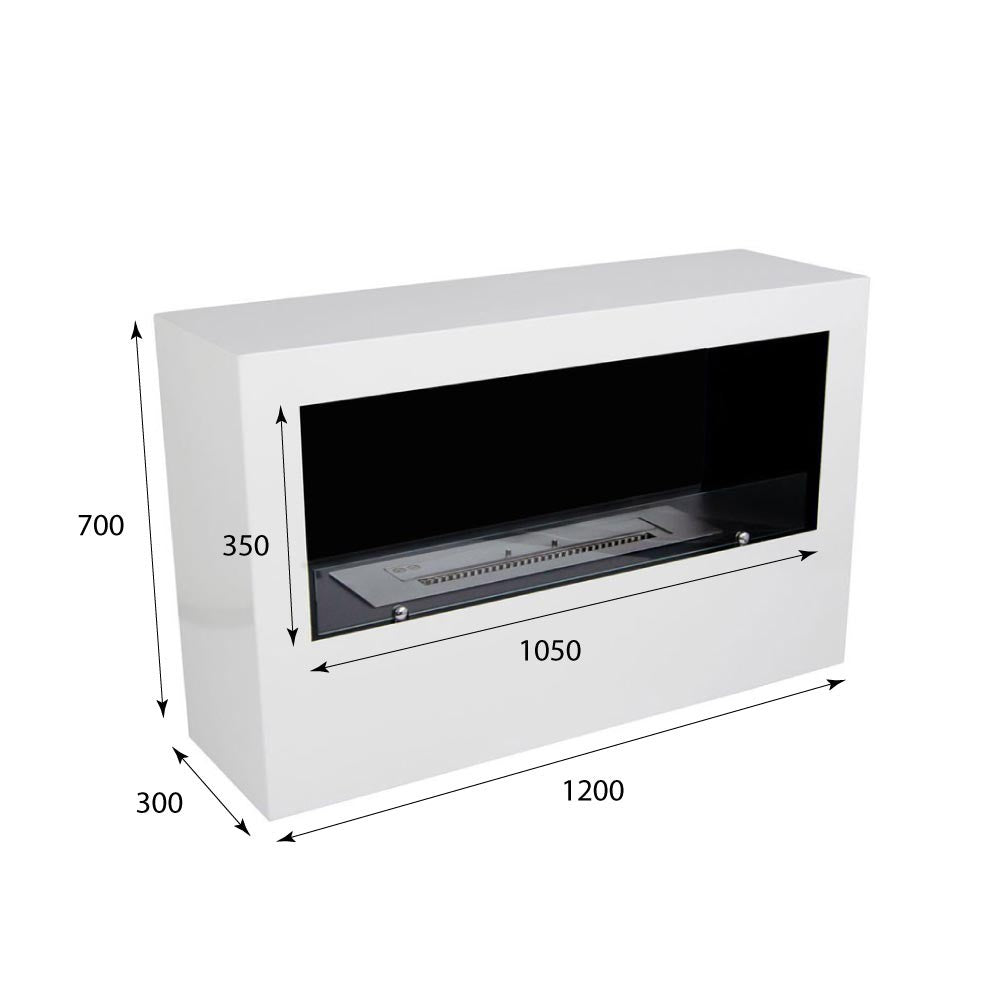 Freestanding 1-Sided White Bioethanol Stove - The Stove House
