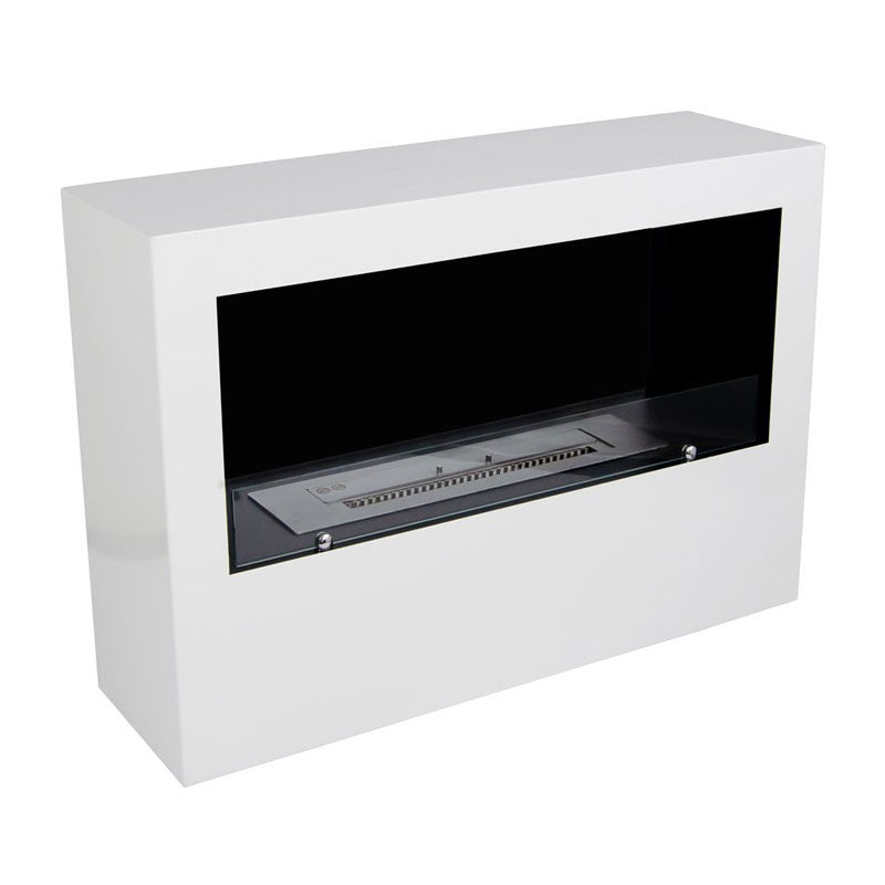 Freestanding 1-Sided White Bioethanol Stove - The Stove House