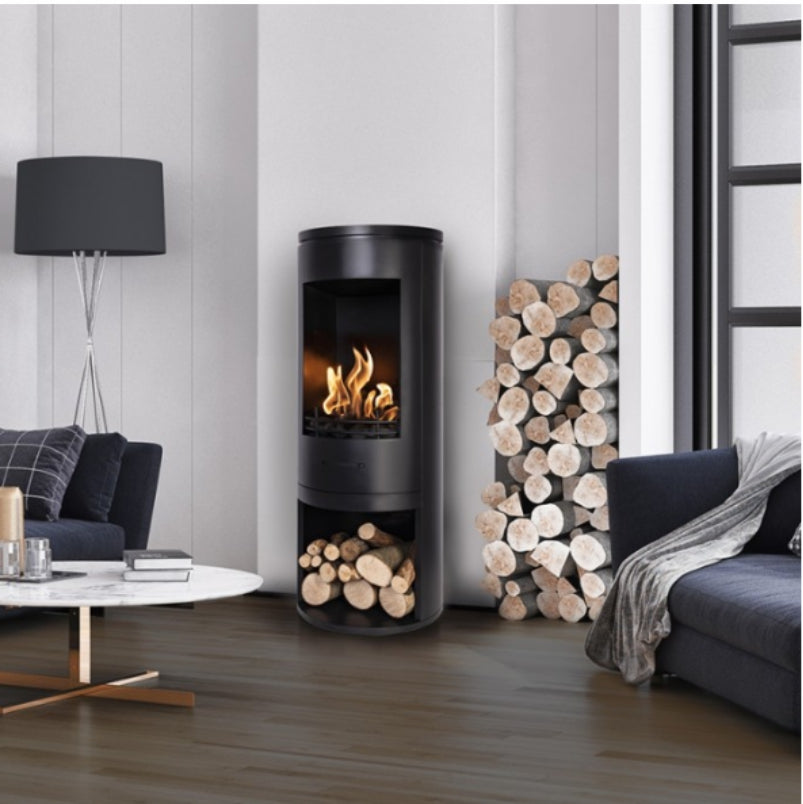 Black Modern Cylinder Bioethanol Stove - The Stove House Midhurst Nr Chichester West Sussex