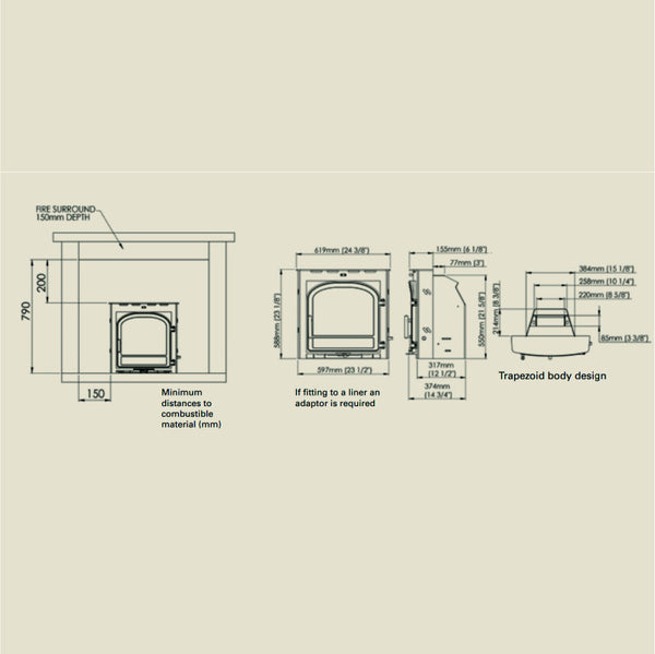 Hunter Eco Ideal Insert 5 Multifuel Inset Modern 5 kW Defra Stove – The  Stove House