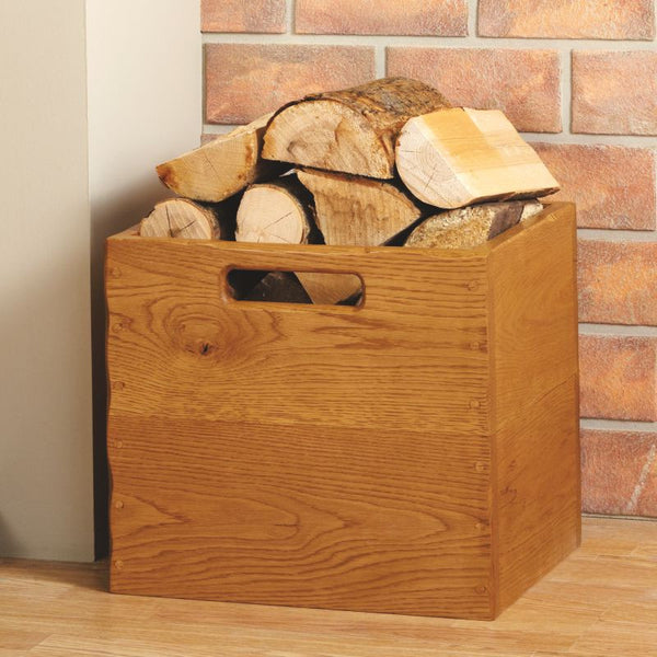 Solid Oak Log Box - The Stove House