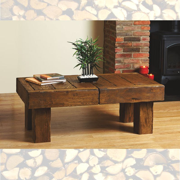 Bespoke Solid Beam Oak Side Table - The Stove House