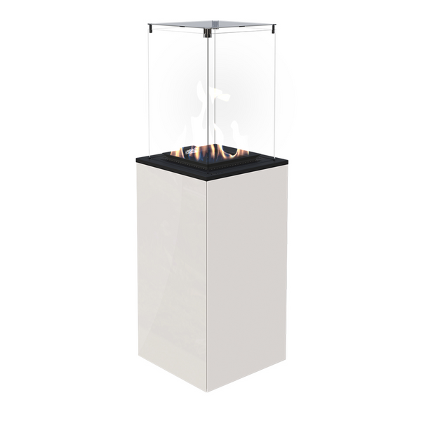 Deluxe White Outdoor Gas Fireplace - Patio Heater - The Stove House Ltd - 01730 810931