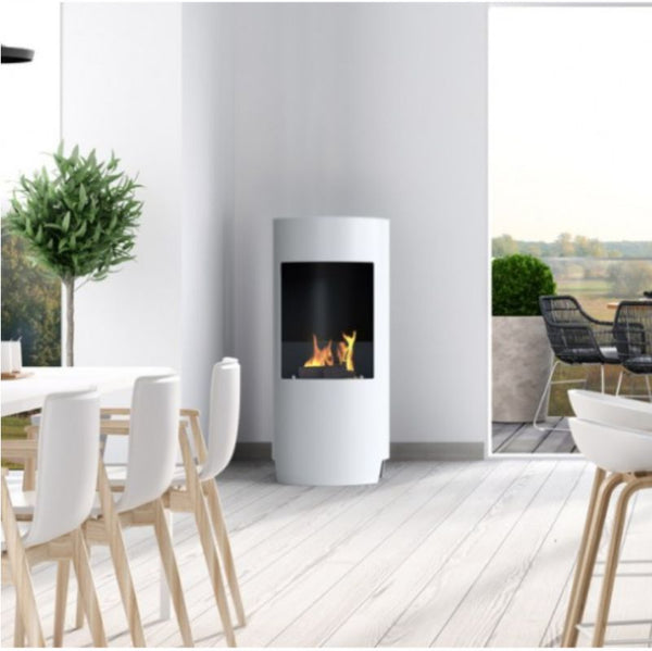White Stow Bioethanol Open Modern Stove - No Flue Required - The Stove House